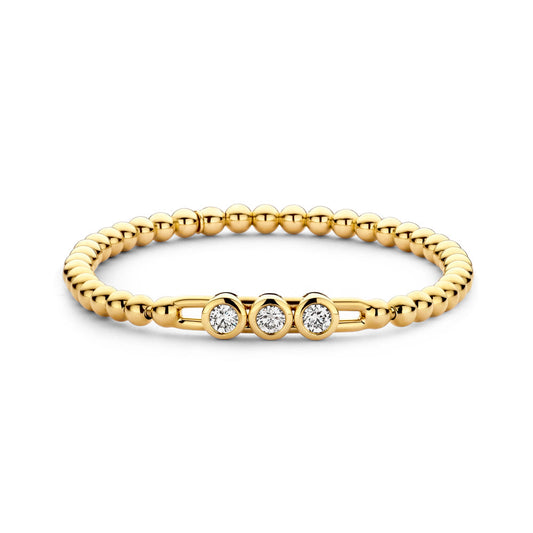 The Hulchi Belluni 18K Yellow Gold Diamond Bracelet by Hulchi Belluni features a delicate design adorned with sparkling diamonds.
