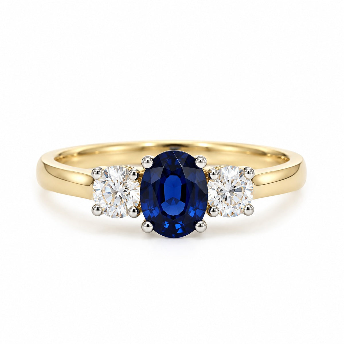 Raffi&Co.® 14K Yellow Gold Oval Lab-Created Sapphire and Lab Grown Diamond Ring — front view