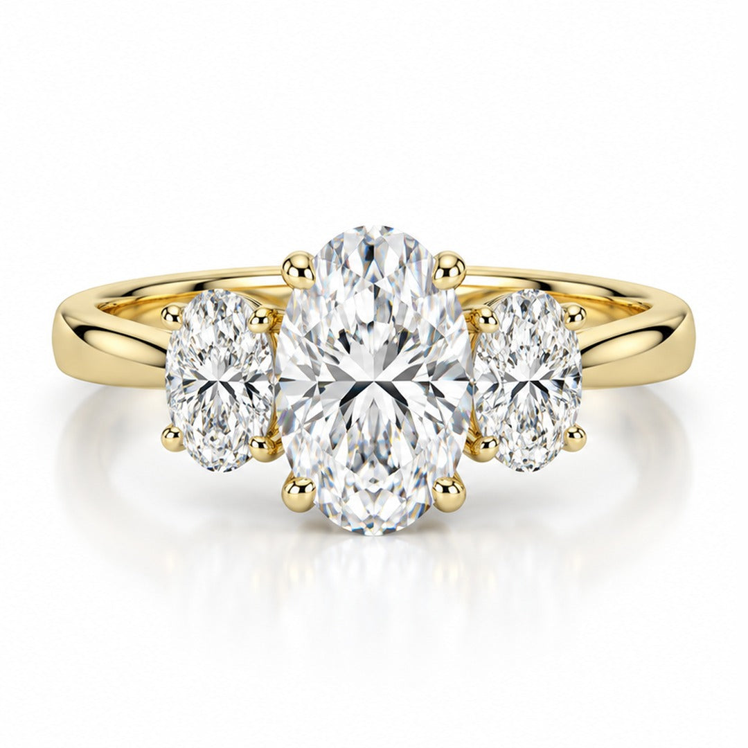 Raffi&Co.® 14K Yellow Gold 1.51 ct Oval Lab Grown Diamond Three-Stone Engagement Ring — front view