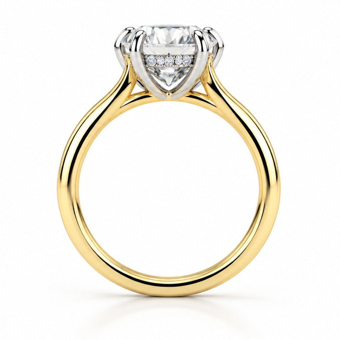Raffi&Co.® 14K Yellow Gold 4.02 ct Round Lab Grown Diamond Hidden Halo Engagement Ring — angle view