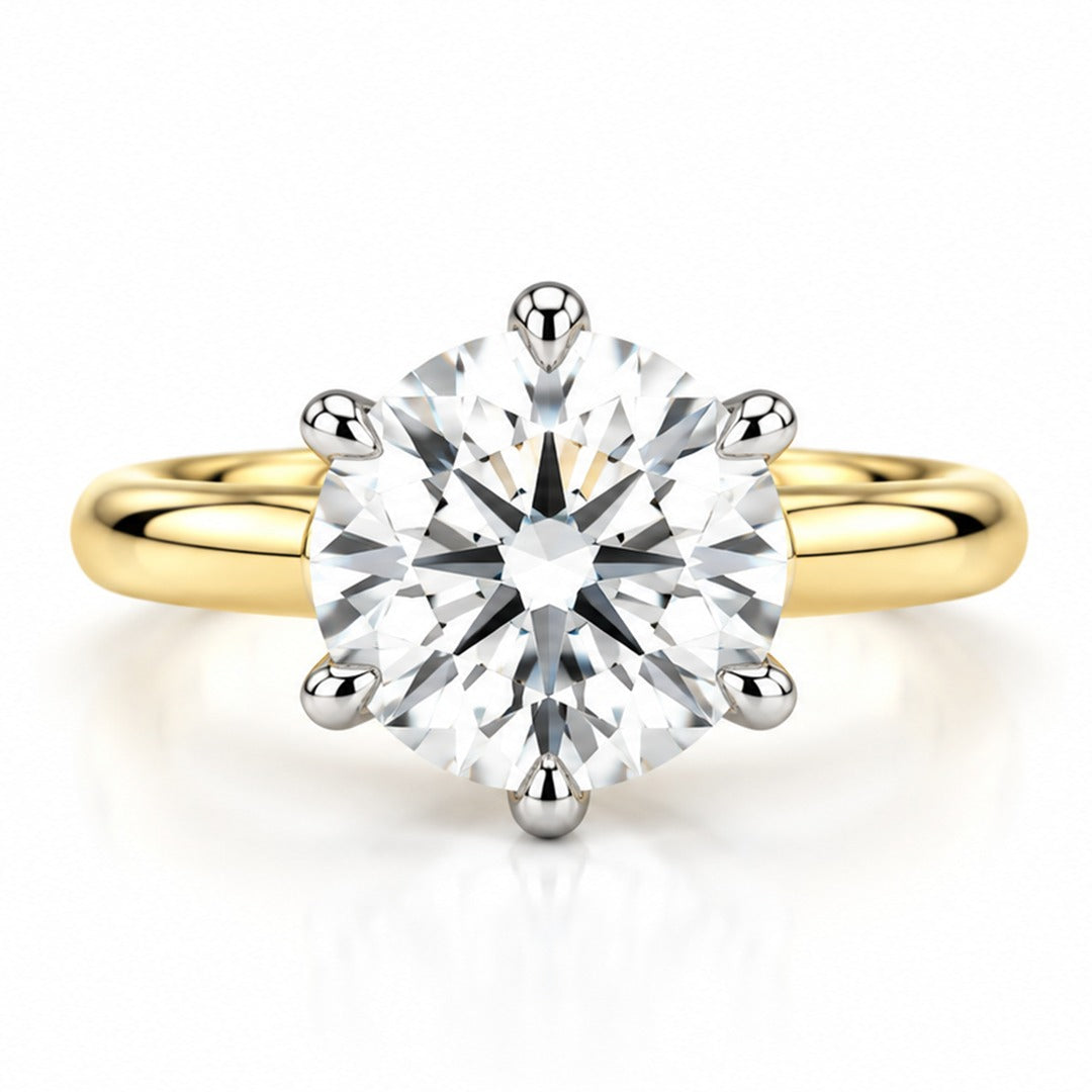 Raffi&Co.® 14K Yellow Gold 4.02 ct Round Lab Grown Diamond Hidden Halo Engagement Ring — front view