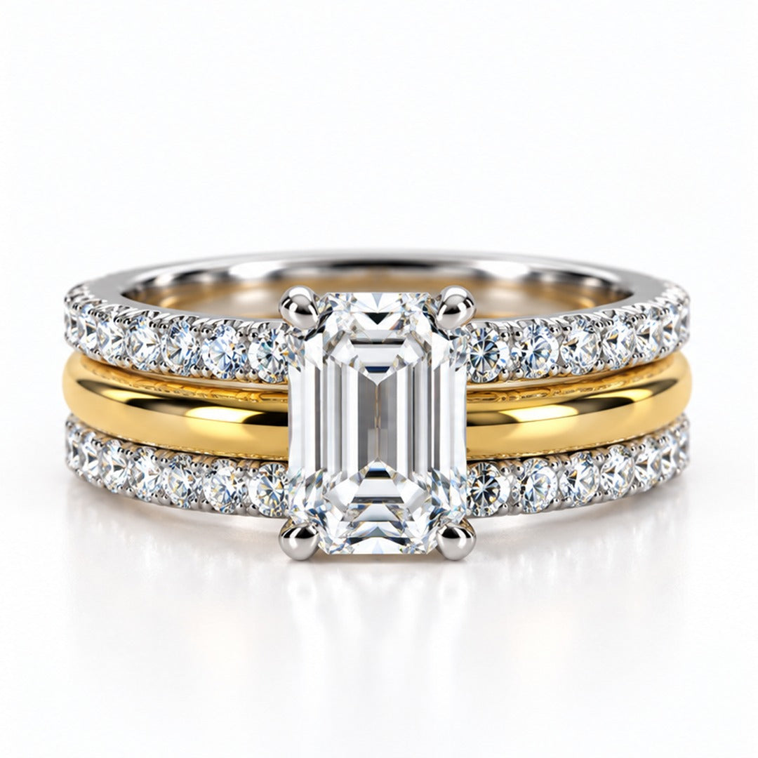 Raffi&Co.® 14K Two-Tone Gold 2.10 ct Emerald-Cut Lab Grown Diamond Ring — front view