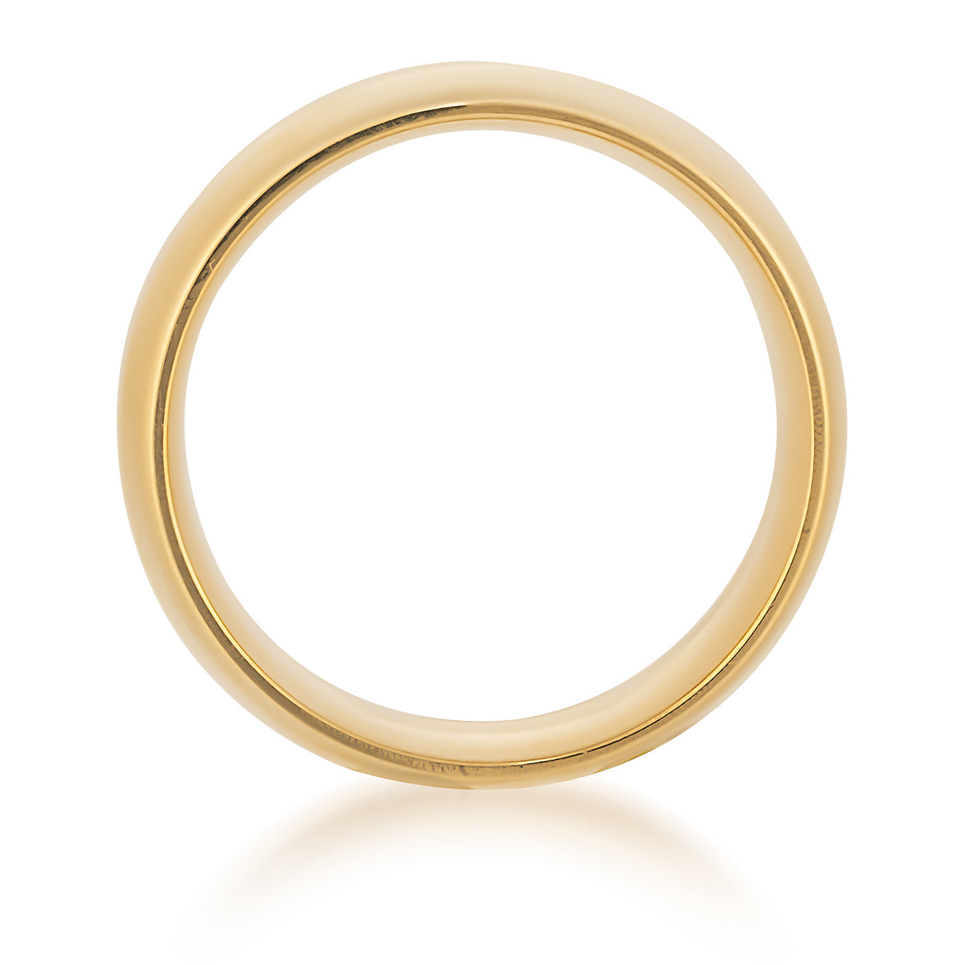 The Raffi&Co® 14K Yellow Gold Men's Wedding Band is showcased against a simple white background. This smooth, circular ring boasts a polished finish that elegantly reflects light.