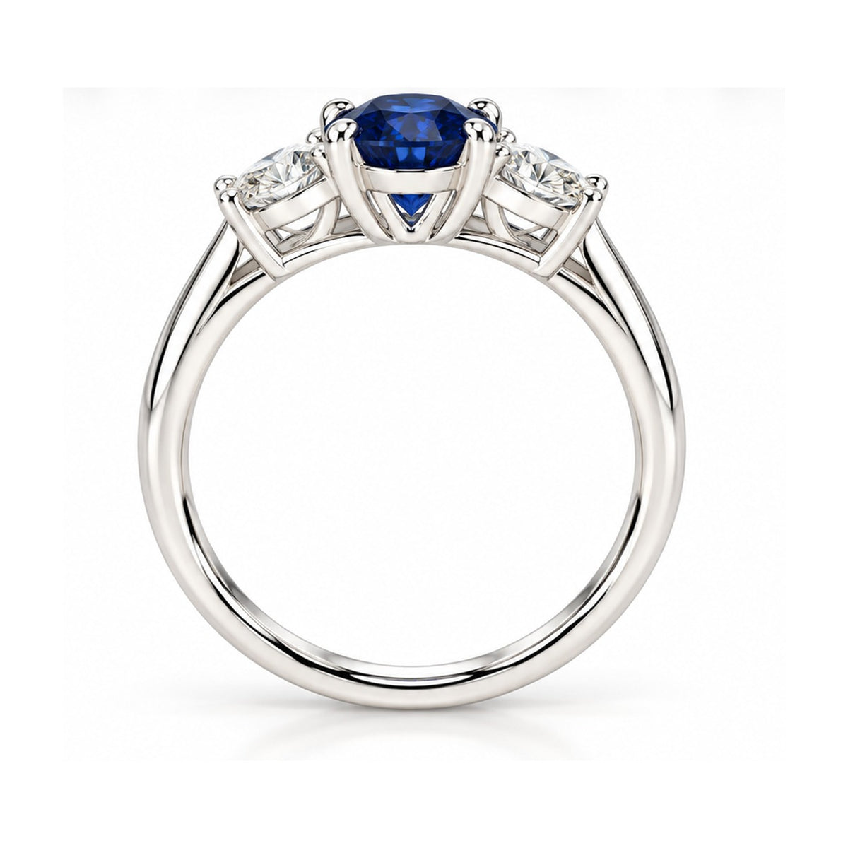 Raffi&Co.® 10K White Gold Oval Lab-Created Sapphire and Lab Grown Diamond Ring — angle view