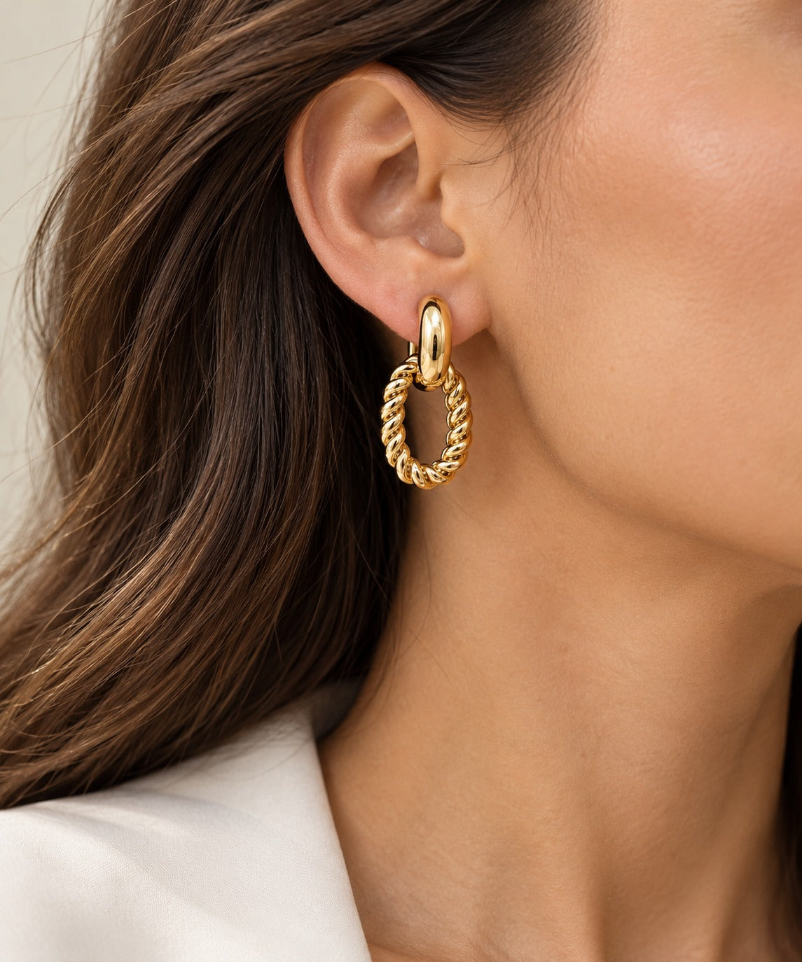 Raffi&Co.® 18K Yellow Gold Twisted Oval Drop Earrings — angle view