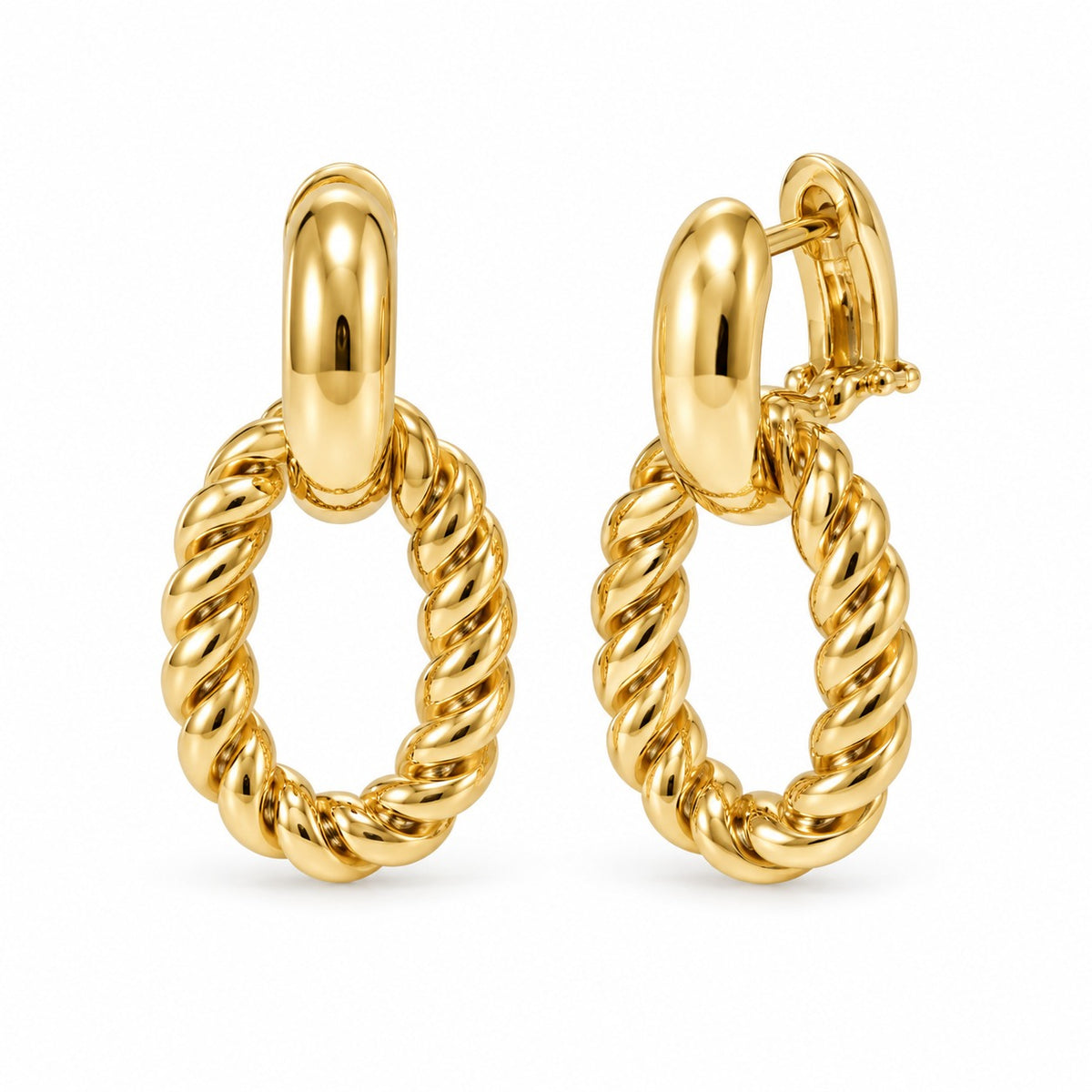 Raffi&Co.® 18K Yellow Gold Twisted Oval Drop Earrings — front view