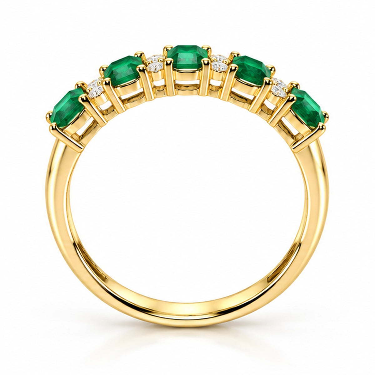 Raffi&Co.® 10K Yellow Gold Lab-Created Emerald and Lab Grown Diamond Ring — angle view