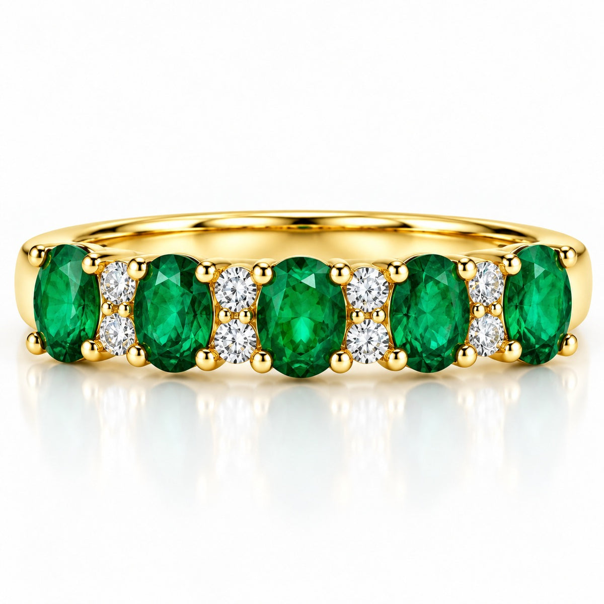 Raffi&Co.® 10K Yellow Gold Lab-Created Emerald and Lab Grown Diamond Ring — front view