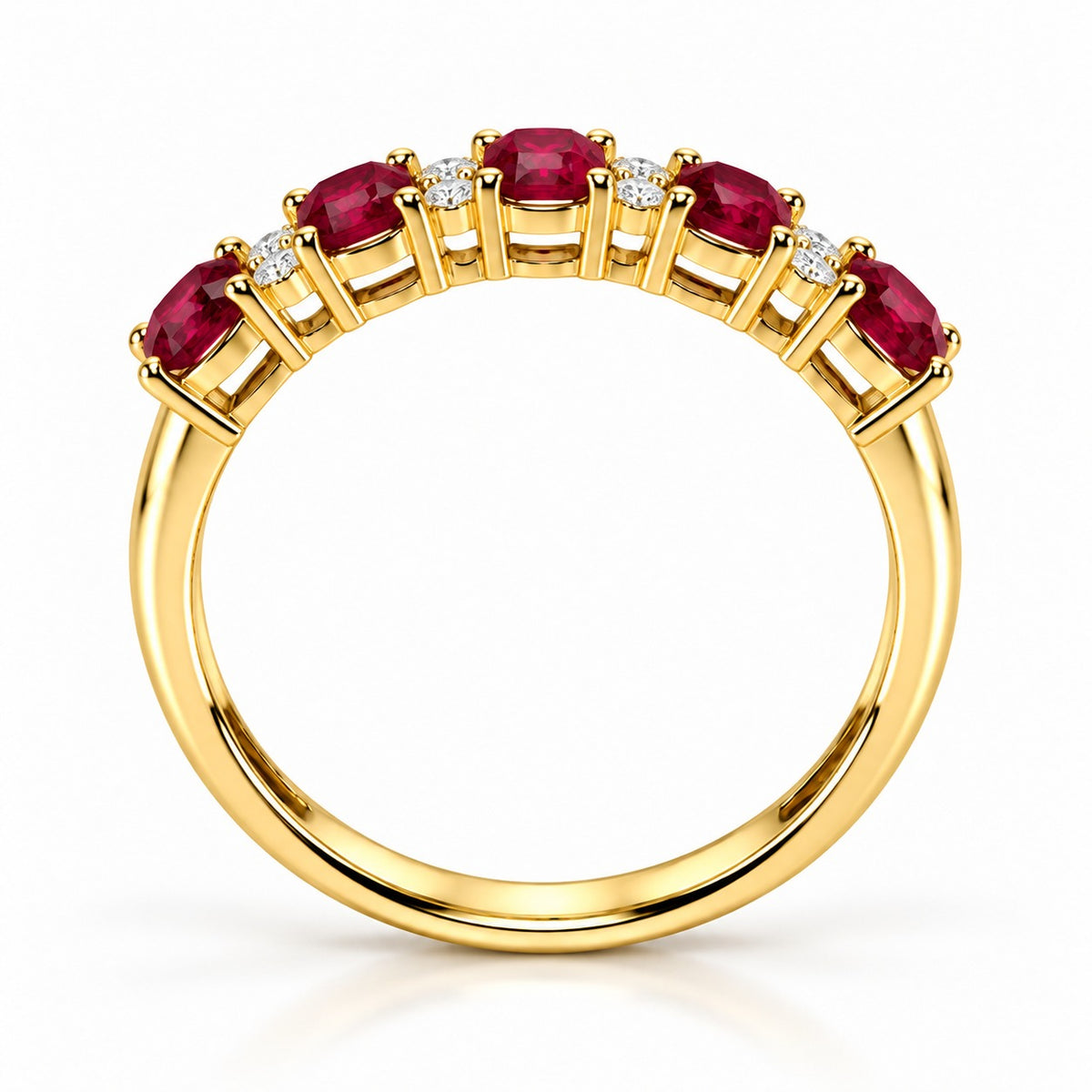 Raffi&Co.® 10K Yellow Gold Lab-Created Ruby and Lab Grown Diamond Ring — angle view