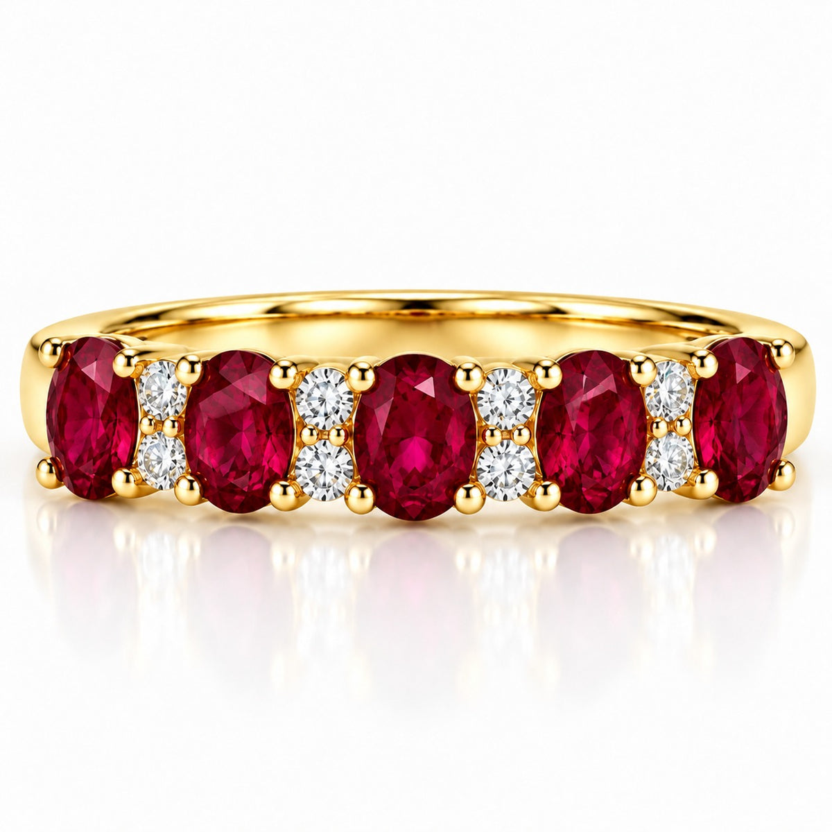 Raffi&Co.® 10K Yellow Gold Lab-Created Ruby and Lab Grown Diamond Ring — front view