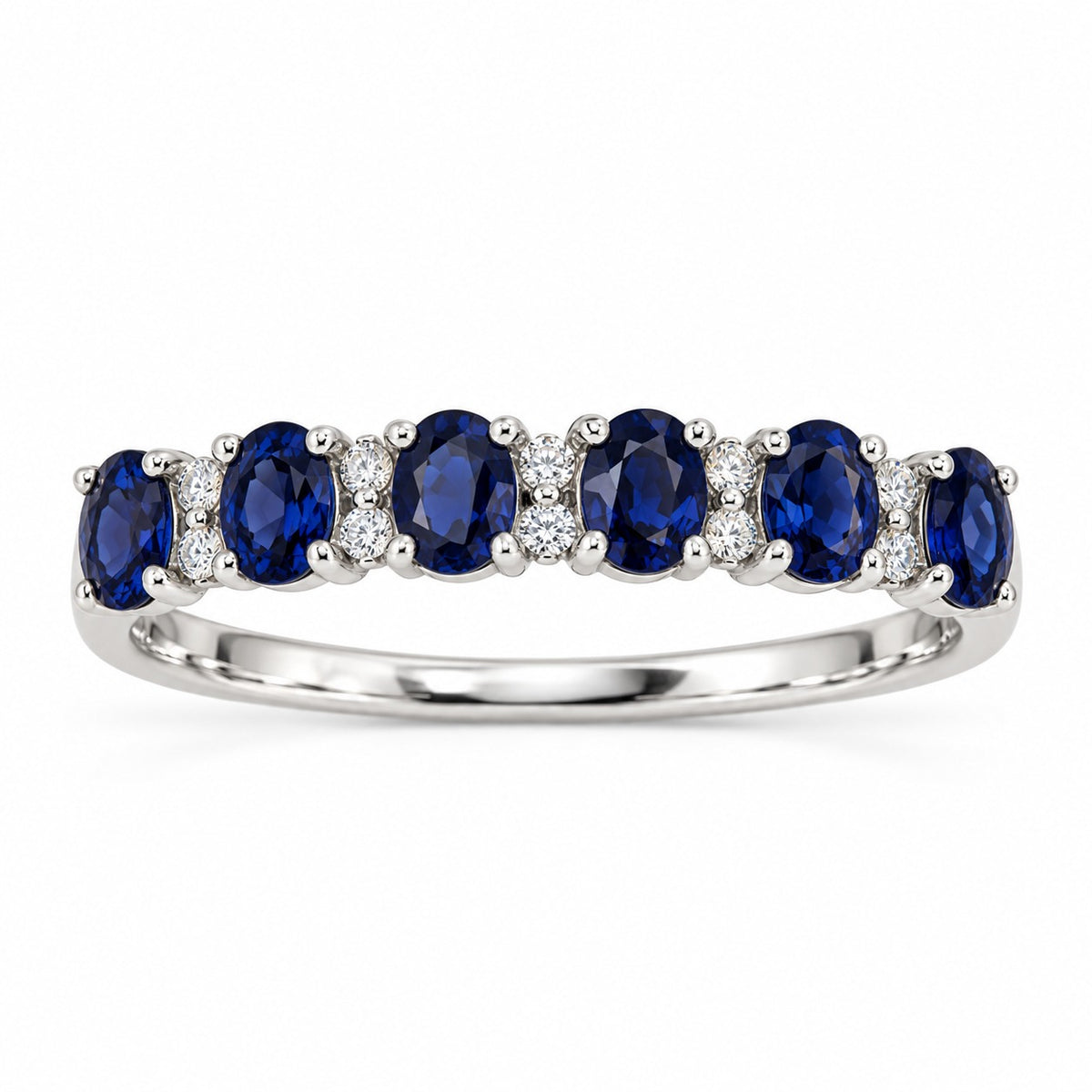 Raffi&Co.® 10K White Gold Round Lab-Created Sapphire and Lab Grown Diamond Ring — front view