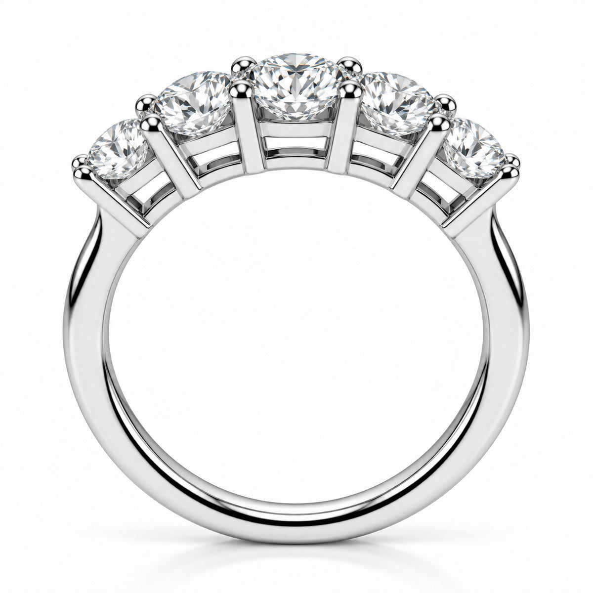 Raffi&Co.® 14K White Gold 1.50 ctw Round Lab Grown Diamond Five-Stone Band — angle view