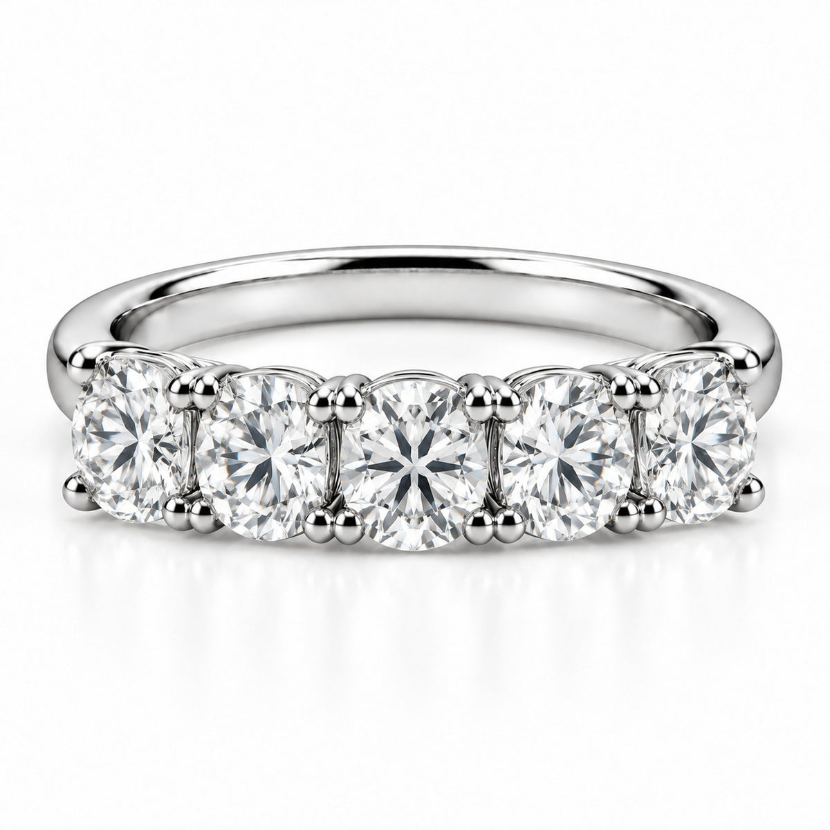 Raffi&Co.® 14K White Gold 1.50 ctw Round Lab Grown Diamond Five-Stone Band — front view