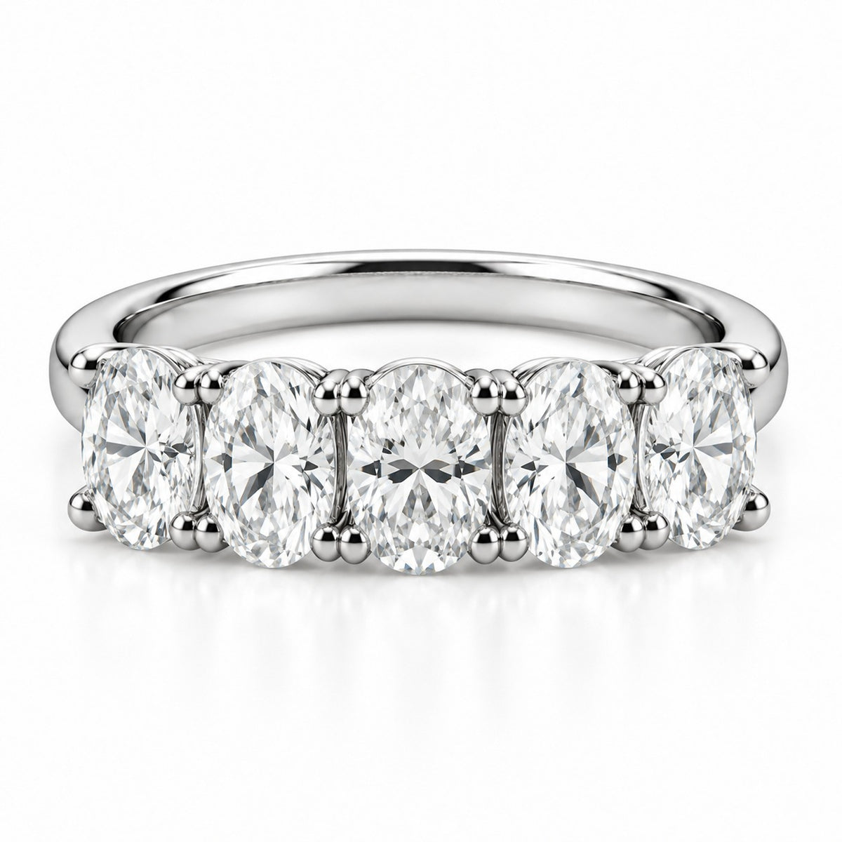 Raffi&Co.® 14K White Gold 1.50 ctw Oval Lab Grown Diamond Five-Stone Band — front view