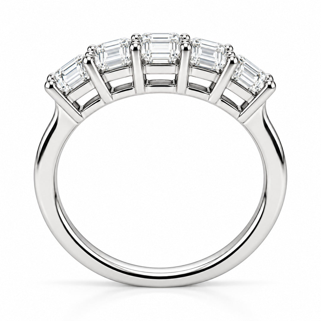 Raffi&Co.® 14K White Gold 1.50 ctw Emerald Cut Lab Grown Diamond Five-Stone Band — angle view