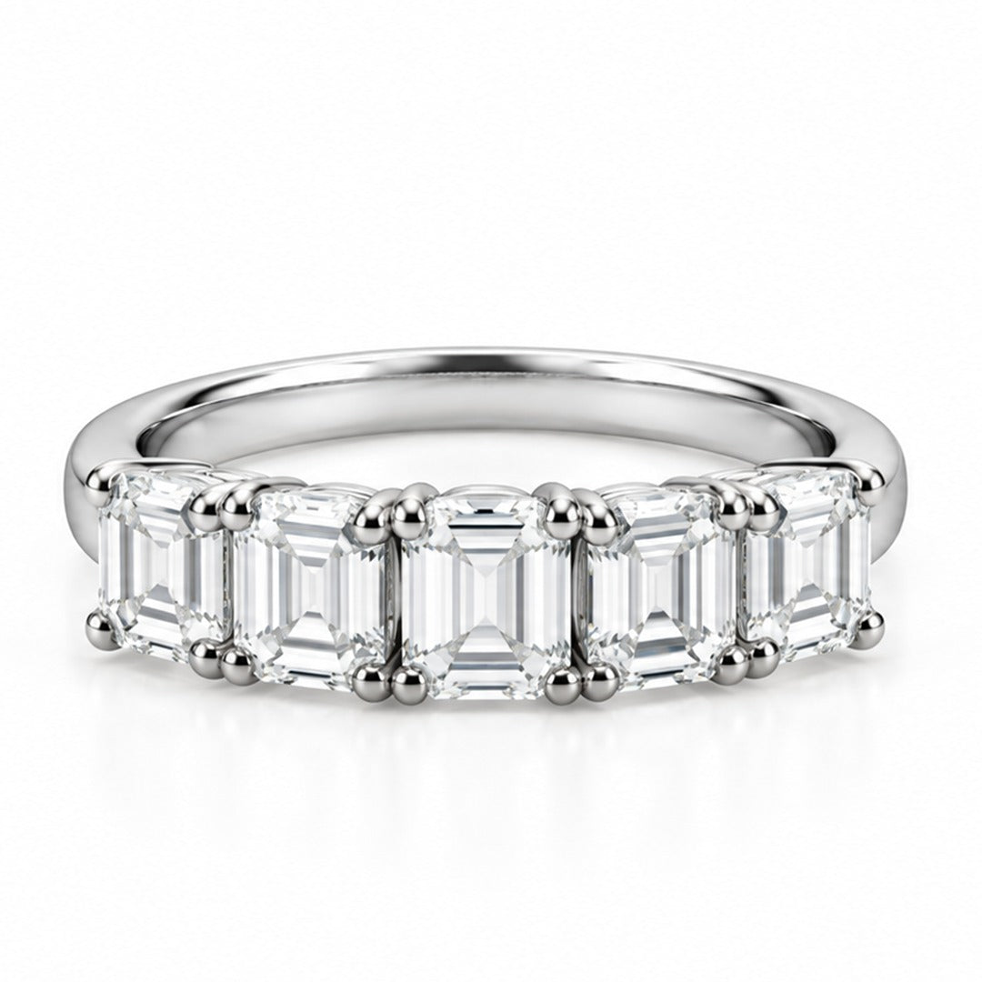 Raffi&Co.® 14K White Gold 1.50 ctw Emerald Cut Lab Grown Diamond Five-Stone Band — front view
