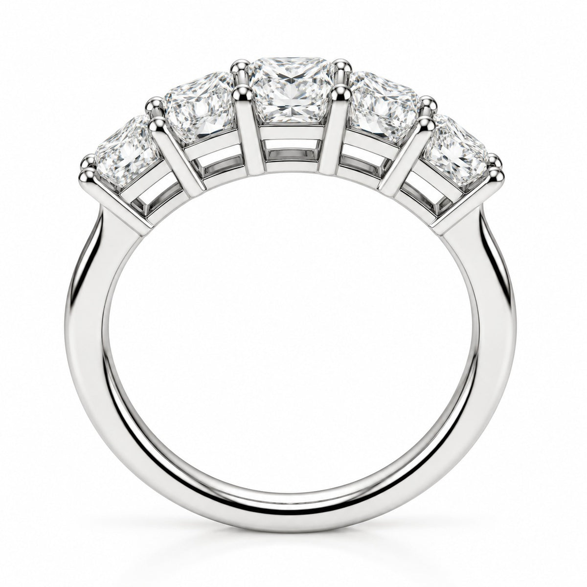 Raffi&Co.® 14K White Gold 1.50 ctw Radiant Cut Lab Grown Diamond Five-Stone Band — angle view