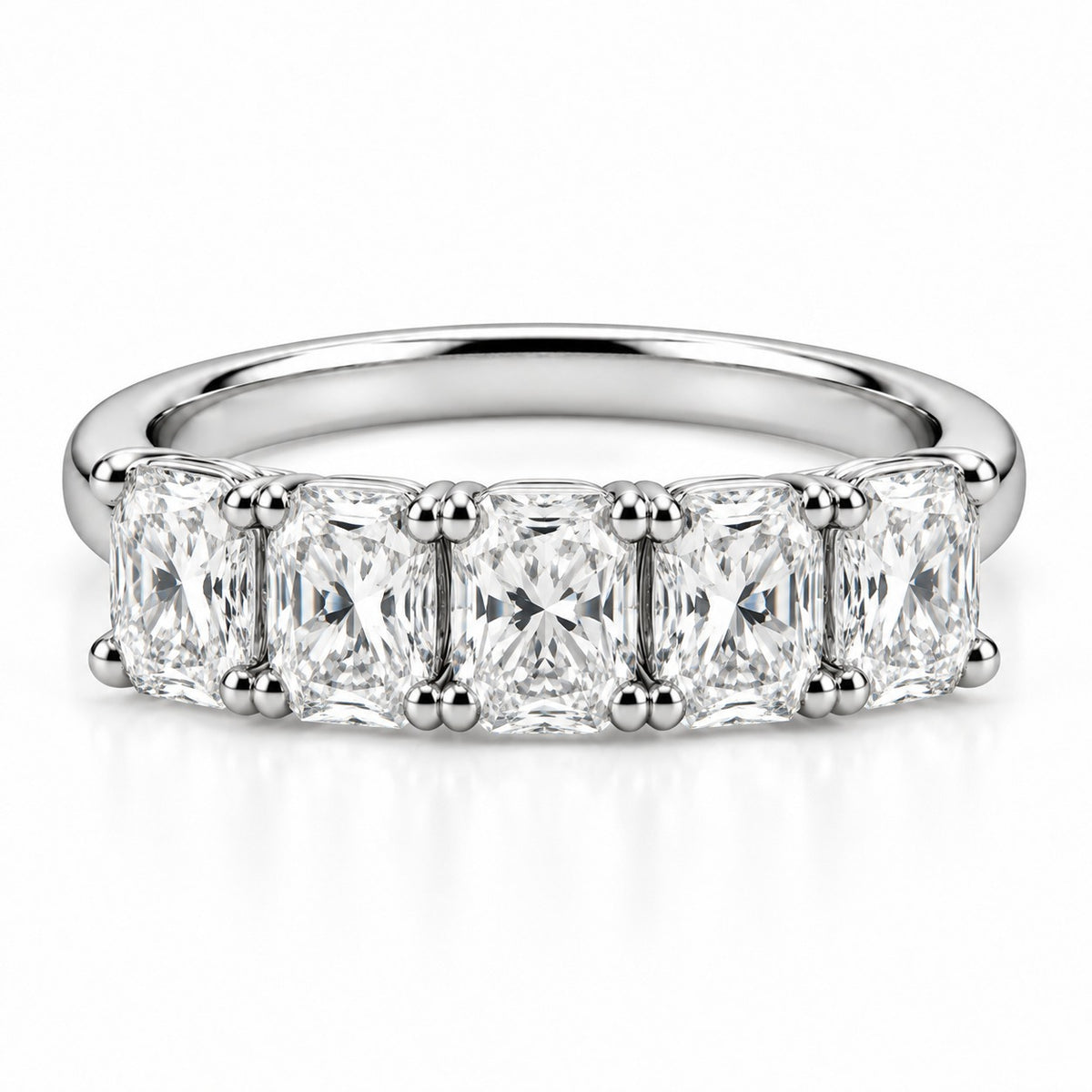 Raffi&Co.® 14K White Gold 1.50 ctw Radiant Cut Lab Grown Diamond Five-Stone Band — front view