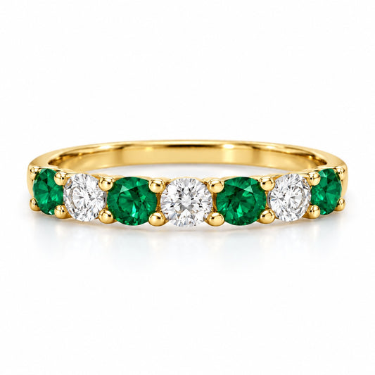 Raffi&Co.® 14K Two-Tone Gold Emerald and Lab Grown Diamond Anniversary Ring — front view