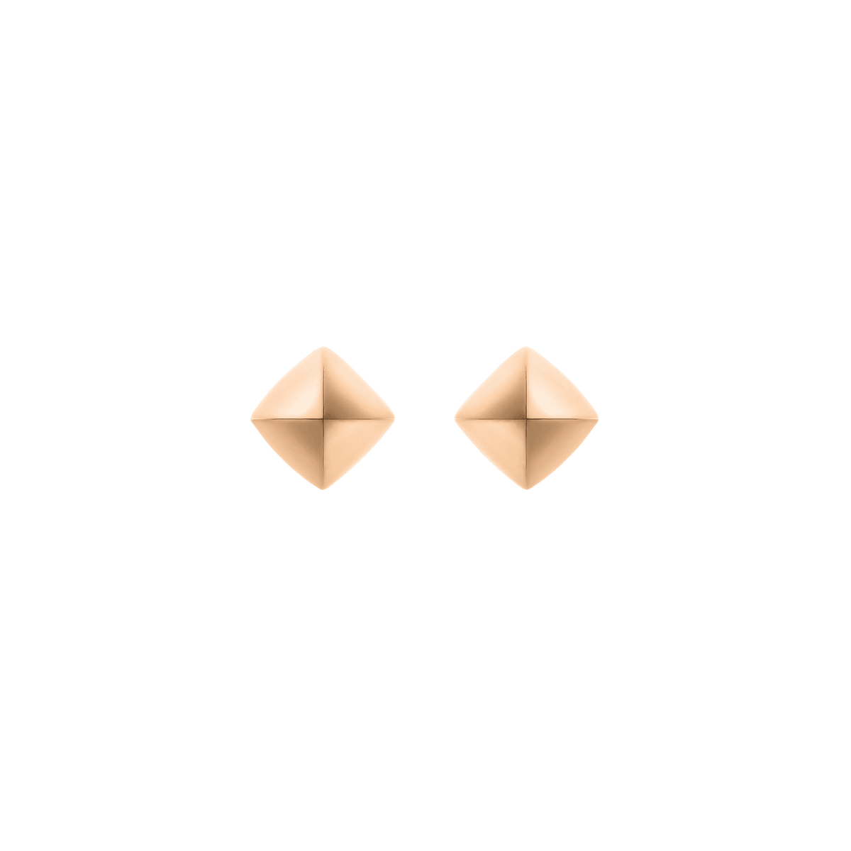 A pair of gold-toned, pyramid-shaped stud earrings by Swarovski, from an authorized retailer, displayed on a plain white background.