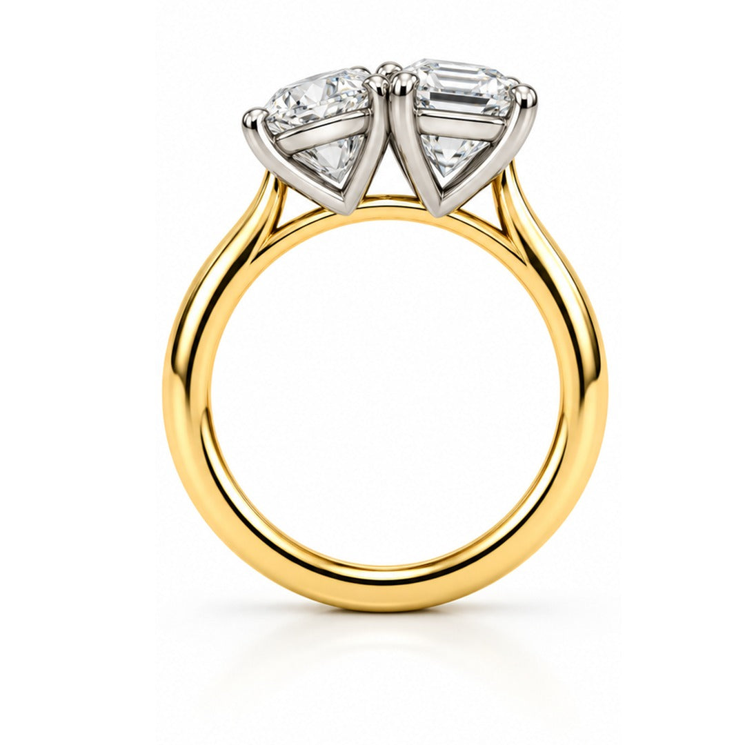 Raffi&Co.® 14K Yellow Gold 1.59 ct Emerald-Cut and Pear Lab Grown Diamond Toi et Moi Ring — angle view