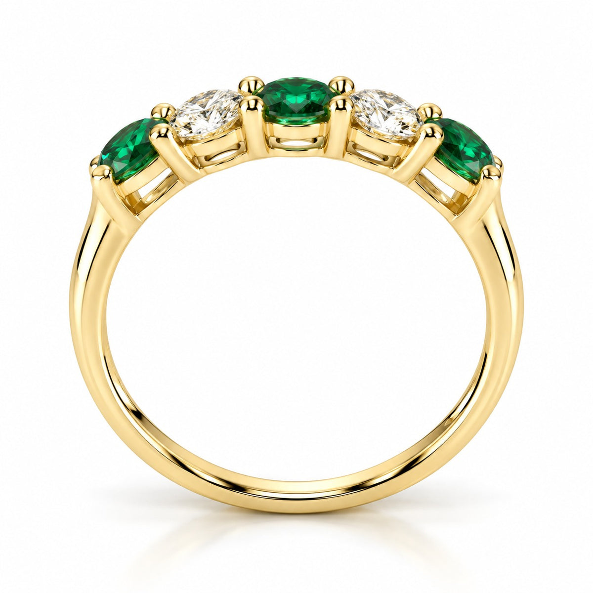 Raffi&Co.® 10K Yellow Gold Oval Lab-Created Emerald and Lab Grown Diamond Ring — angle view