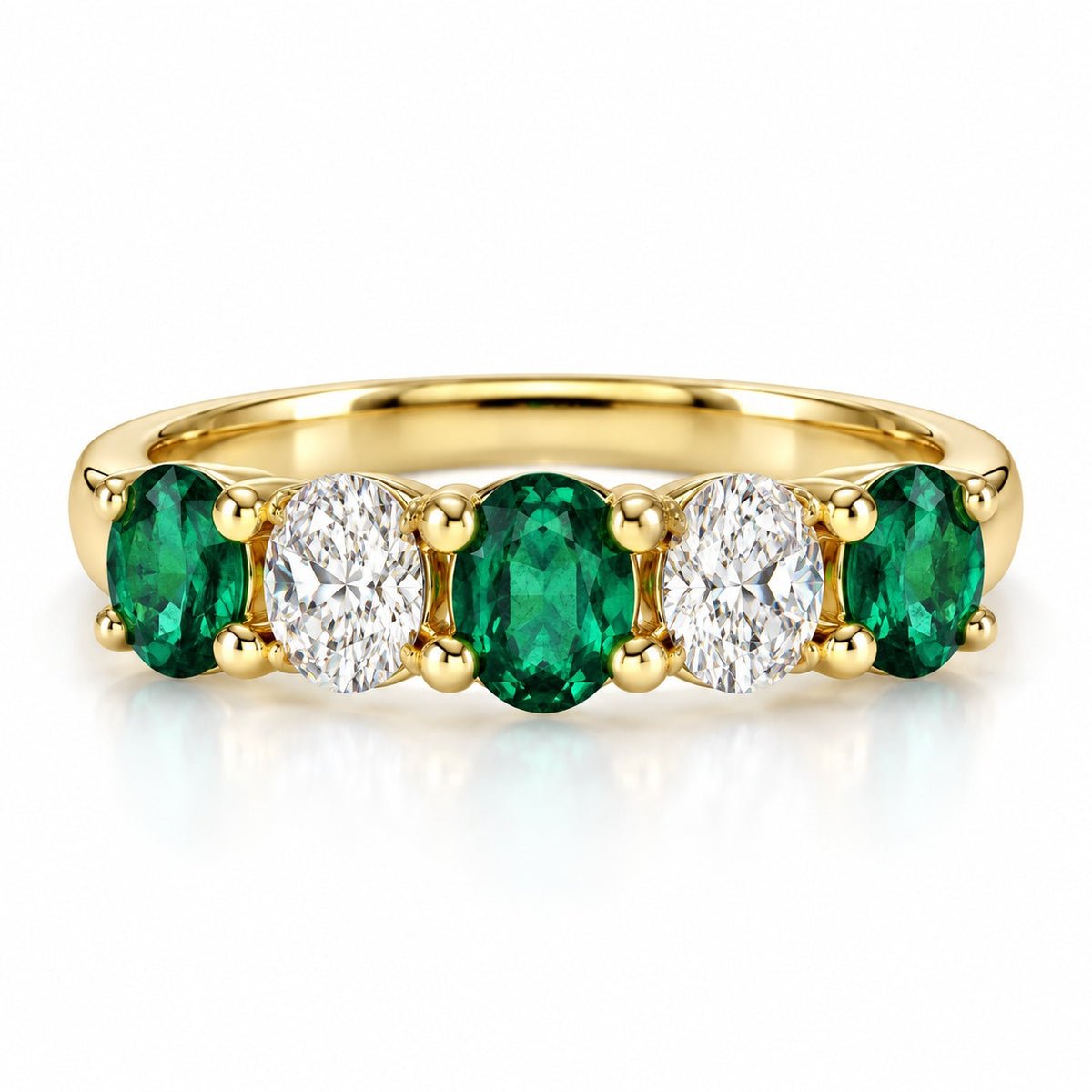 Raffi&Co.® 10K Yellow Gold Oval Lab-Created Emerald and Lab Grown Diamond Ring — front view