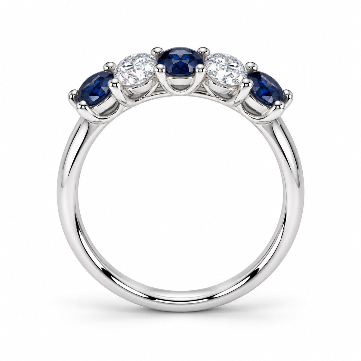 Raffi&Co.® 10K White Gold Oval Lab-Created Sapphire and Lab Grown Diamond Ring — angle view