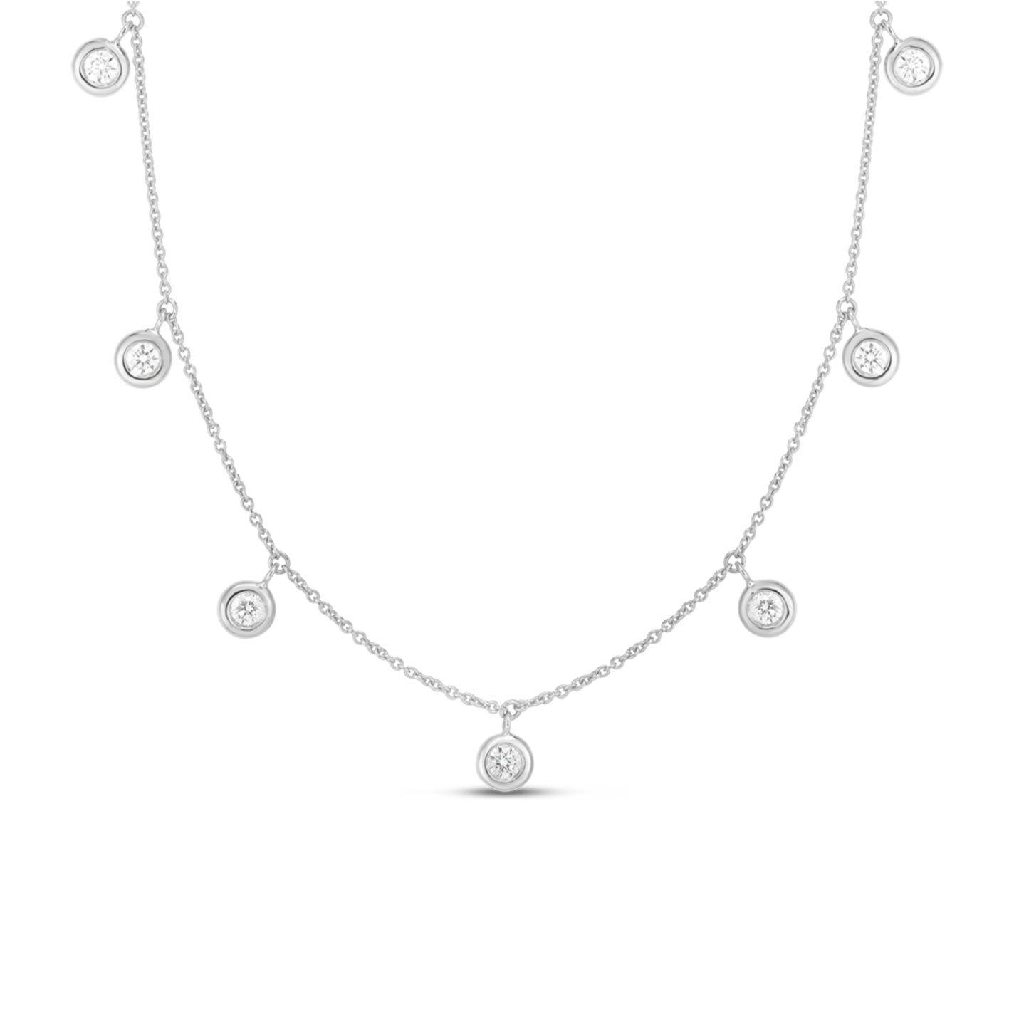 Roberto Coin Diamonds By The Inch 18K White Gold Dangling Seven Station Necklace