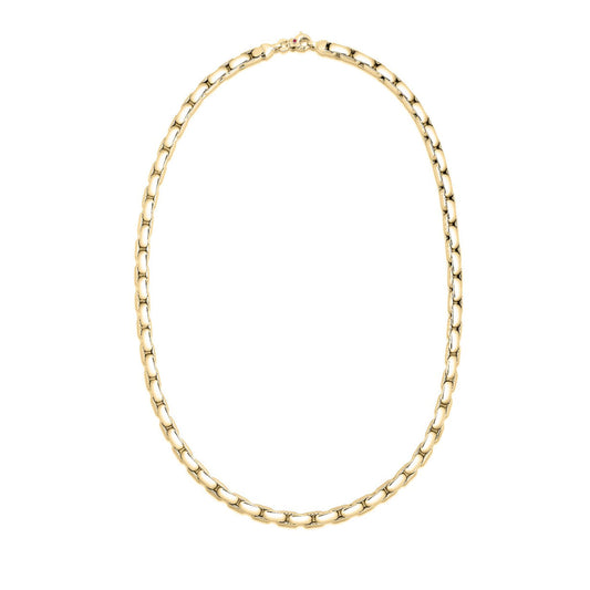 This Roberto Coin Oro Classic 18K Yellow Gold Necklace, from the esteemed Oro Classic Collection, is showcased against a plain white background. The necklace features interconnected oval links with a polished finish and is secured by a lobster clasp.