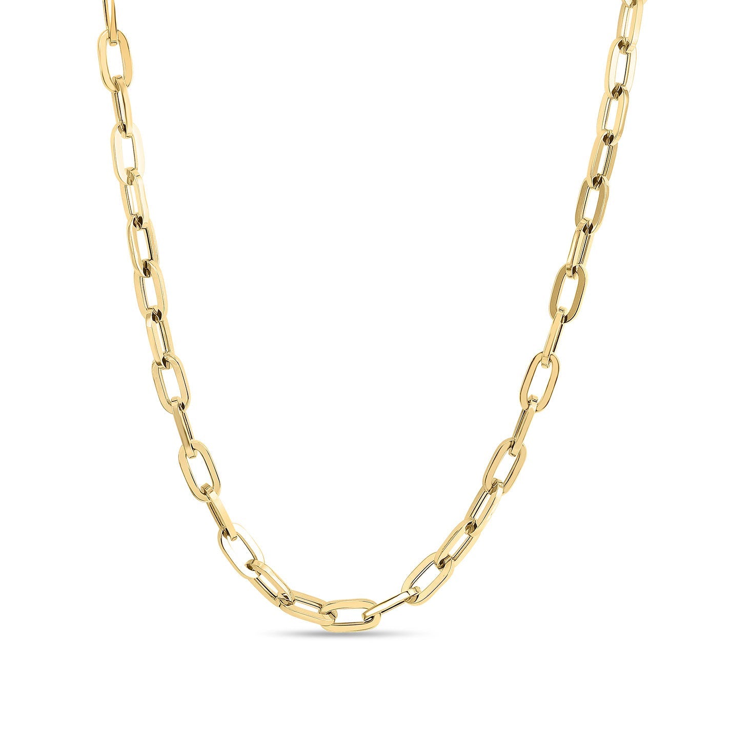 Roberto Coin Designer 18K Yellow Gold Heavy Gauge Paper Clip Link Chain Necklace