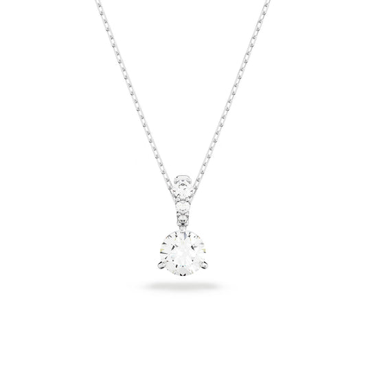 Discover elegance with the Swarovski Round Cut Solitaire Necklace Pendant, crafted by renowned brand Swarovski. This exquisite necklace features a dazzling round-cut diamond solitaire pendant that hangs gracefully on a delicate chain. The rhodium-plated design and prong setting enhance its brilliance and timeless allure.