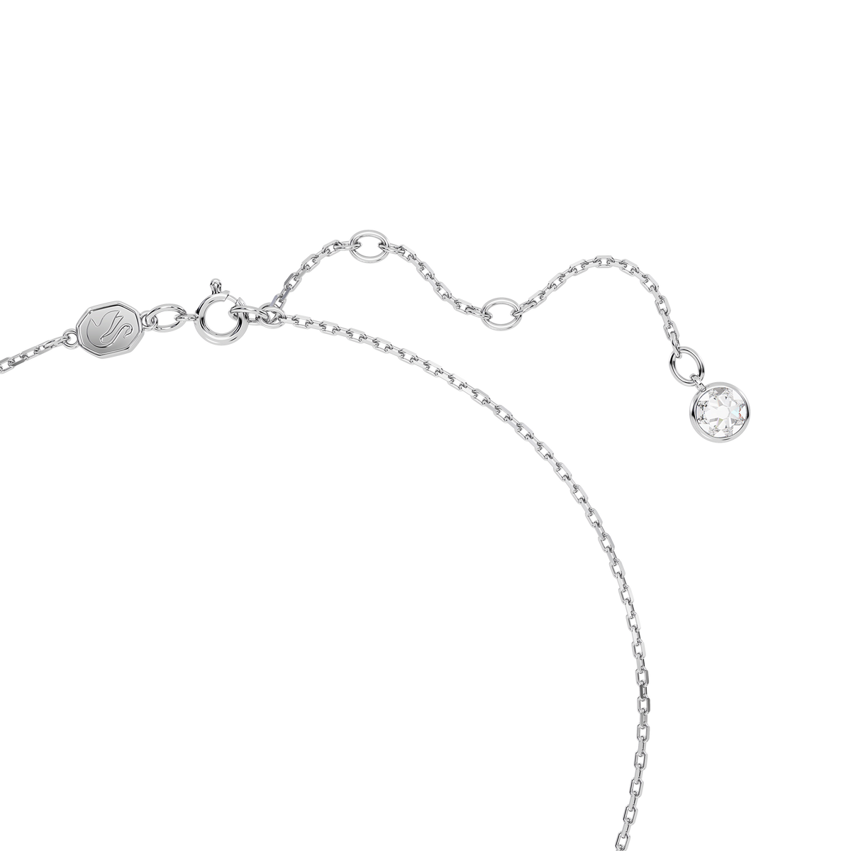 A refined rhodium-plated necklace from Swarovski features a fine adjustable chain with a secure lobster clasp, elegantly finished with a single square-cut yellow November Swarovski Birthstone pendant at the end.
