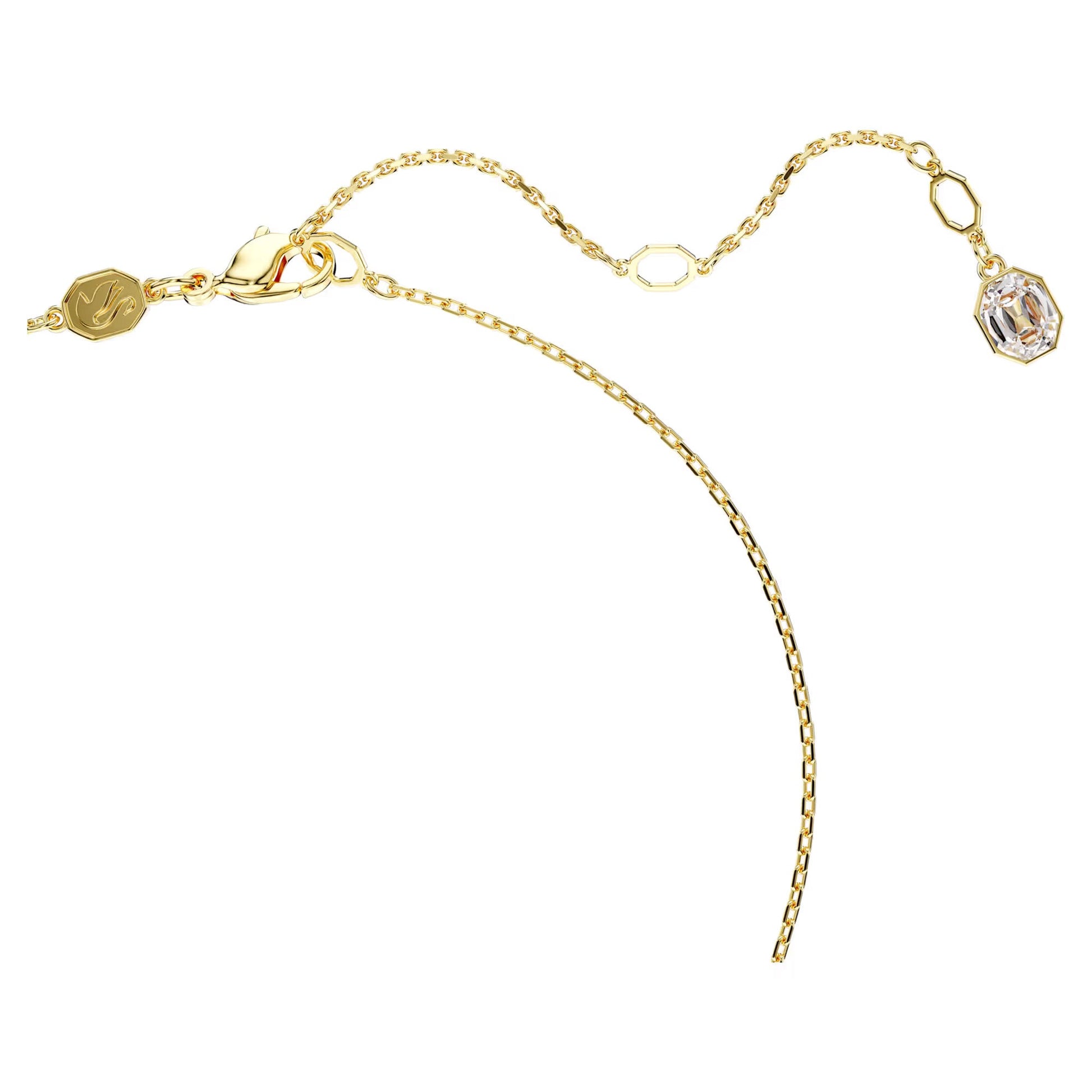 A stunning gold necklace from Swarovski, the Symbolica Evil Eye Pendant features a hexagonal charm adorned with crystal pavé. The adjustable chain includes several links for fastening, combining elegance and minimalism seamlessly.