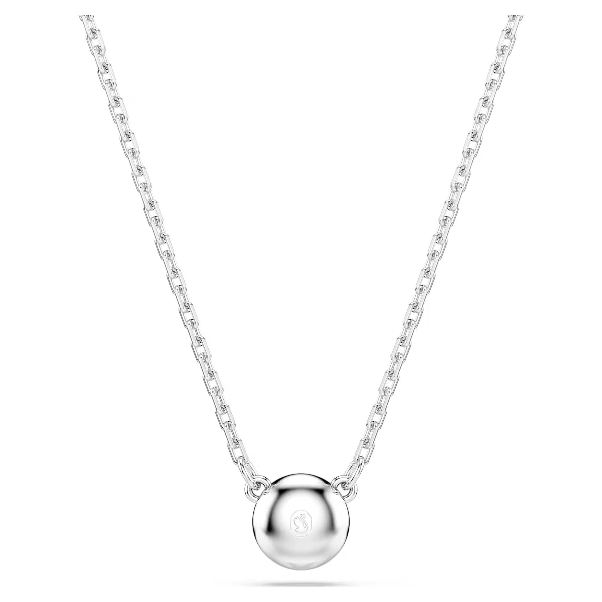 The Swarovski Imber Necklace Pendant is a sophisticated accessory, showcasing a delicate silver chain and a polished Imber pendant, elegantly rhodium plated for an exquisite touch.