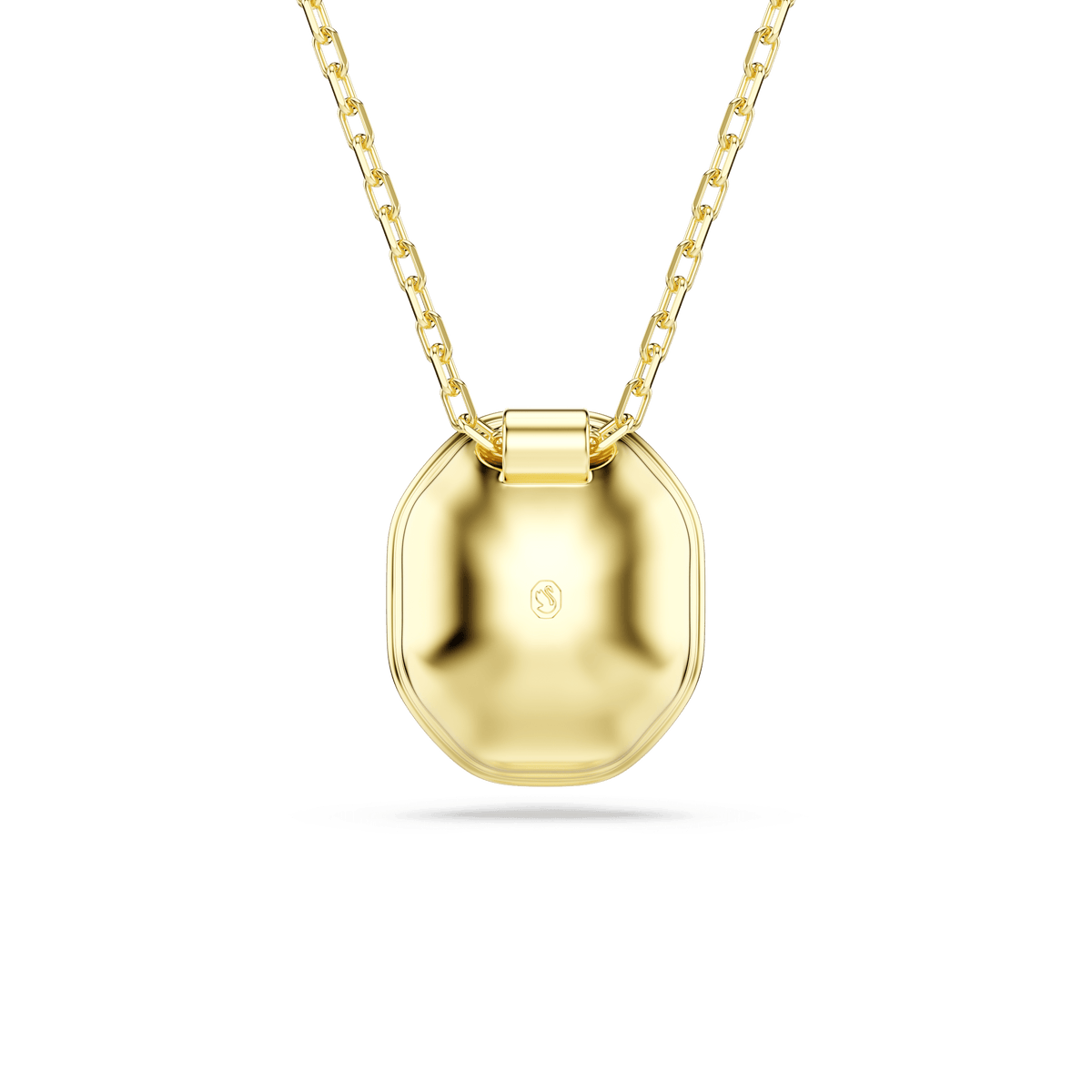 A Swarovski Chroma pendant necklace featuring an octagon-cut green crystal set in gold-tone plating, displayed on a plain white background.