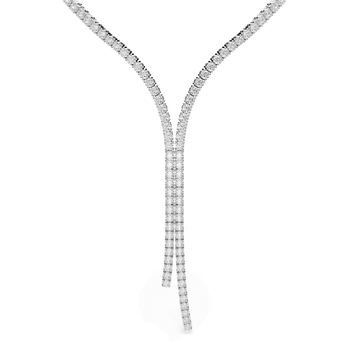 Introducing the Swarovski Matrix Y necklace—an elegant piece featuring round-cut Swarovski Zirconia that converge at a central point and flow gracefully into a classic Y-shape. Expertly finished with a lustrous rhodium plated setting, this stunning necklace by Swarovski is beautifully showcased against a plain white background.