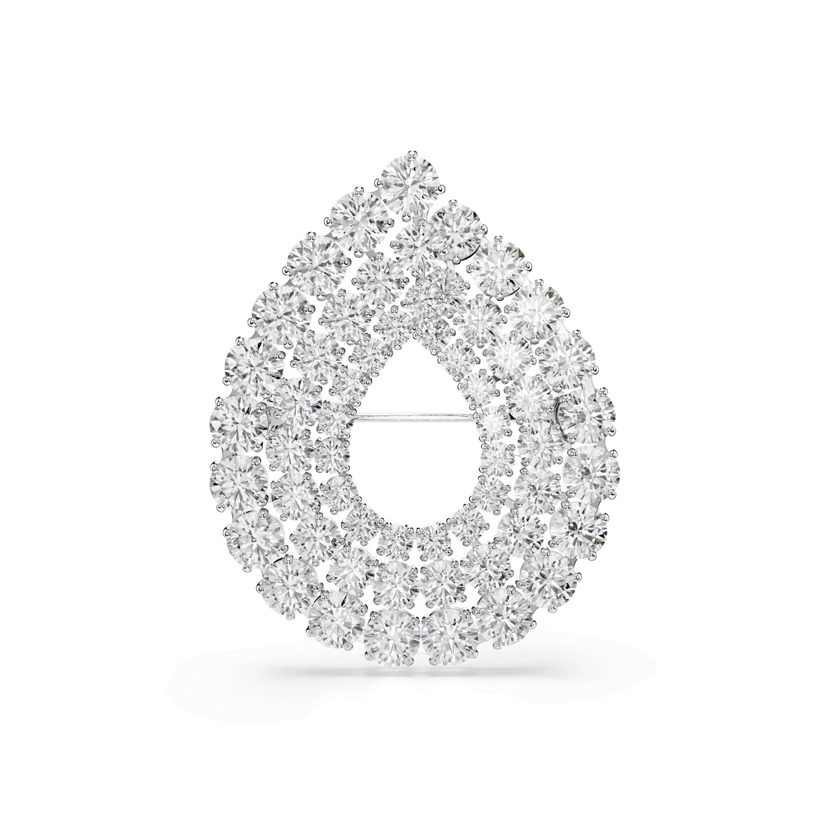 The Swarovski Matrix brooch by Swarovski showcases round-cut white crystals set in rhodium-plated metal, beautifully displayed against a plain white background.