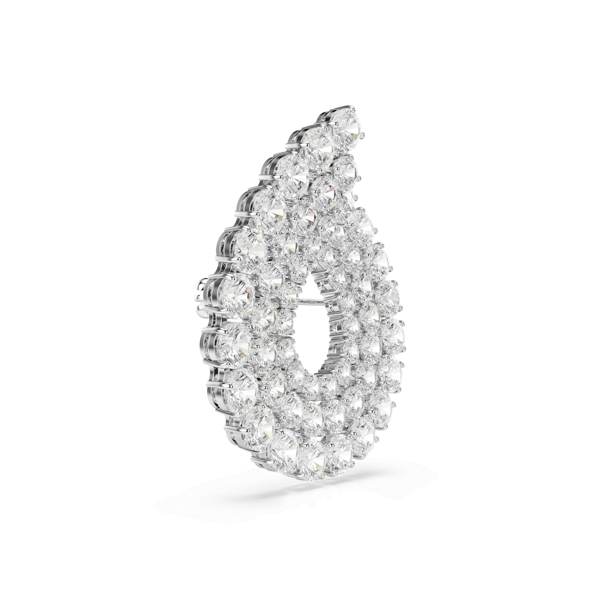 Swarovski Matrix brooch, featuring round-cut white Swarovski Zirconia set in rhodium-plated metal, by Swarovski, shown on a white background.
