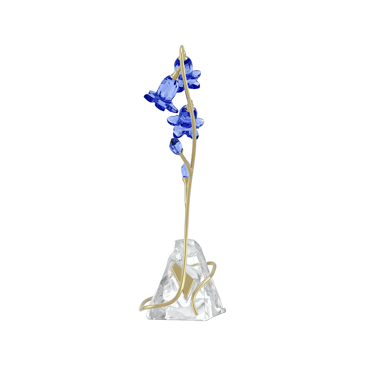 Certainly! Here’s a rewritten version using your product data: The Swarovski Florere Blue Bellflower by Swarovski is an exquisite crystal sculpture showcasing a blue flower with gold-toned stem and leaves, elegantly set on a faceted clear crystal base. Presented against a plain white background, this piece makes a perfect floral gift for sophisticated home décor.