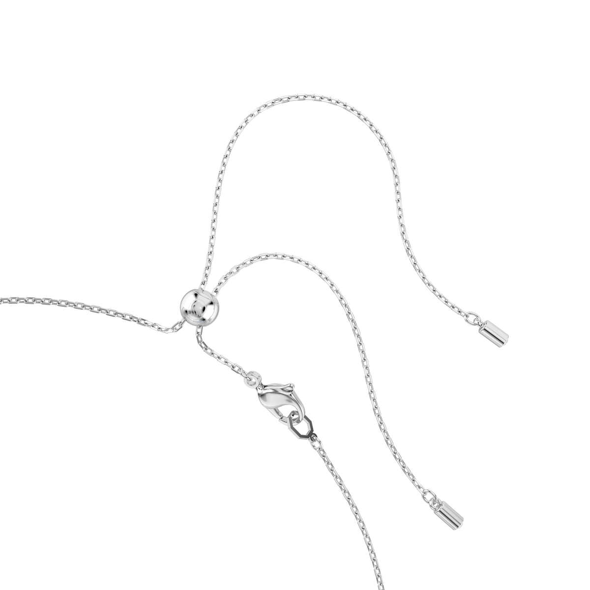 Close-up of the Swarovski Matrix Choker in blue with rhodium plating, featuring an adjustable chain, sliding bead, and lobster clasp on a white background. Available exclusively at Raffi Jewellers—an authorized retailer of Swarovski Canada.
