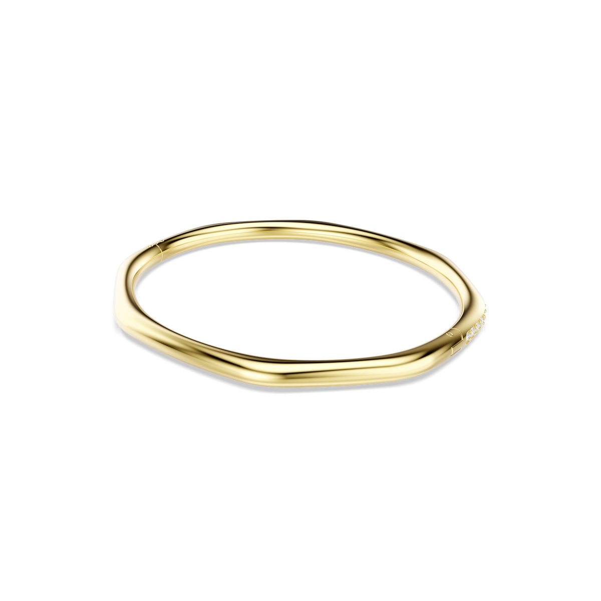 Swarovski Dextera bangle with an octagon shape, featuring round cuts and a radiant 18K gold finish, displayed on a plain white background.