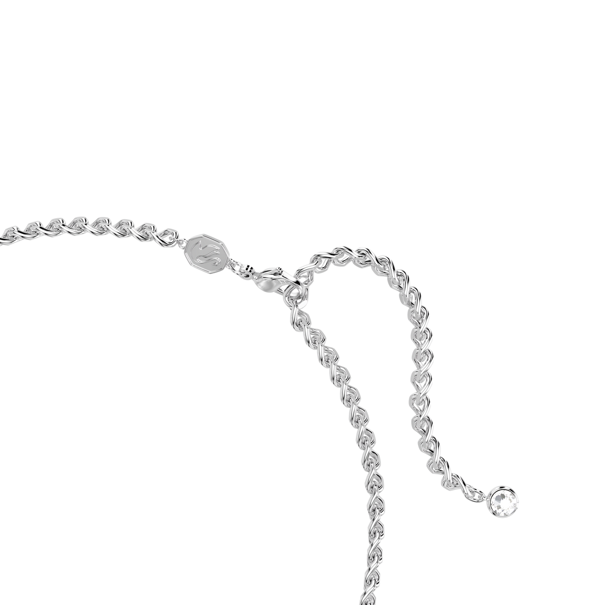 Close-up of the Swarovski Una Angelic choker, featuring brilliant white stones and rhodium-plated detailing, set against a plain white background—a sophisticated piece by Swarovski that beautifully elevates any elegant jewelry collection.