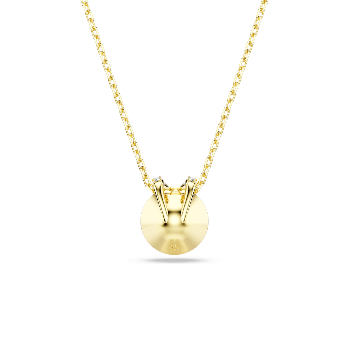A gold-tone plated necklace from Swarovski, the Bella V pendant features a round cut green pendant with a minimalist design. Showcased on a plain white background, this piece embodies the refined craftsmanship and subtle elegance associated with Swarovski Canada.