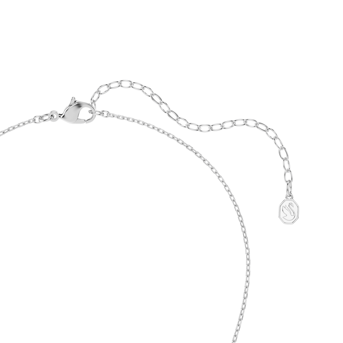Introducing the Swarovski Idyllia pendant by Swarovski—a beautifully crafted necklace featuring mixed metal finishes and an adjustable chain. The heart-shaped pendant is pierced by an arrow and adorned with brilliantly cut white Swarovski Zirconia, elegantly radiating on a white background.