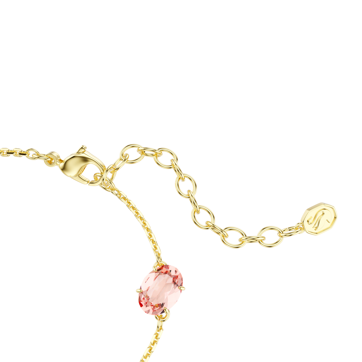 Introducing the Swarovski Gema bracelet: expertly crafted with a radiant 18K gold finish, this elegant piece features mixed-cut, multicolored dangling crystals and is secured with an adjustable chain and lobster clasp.