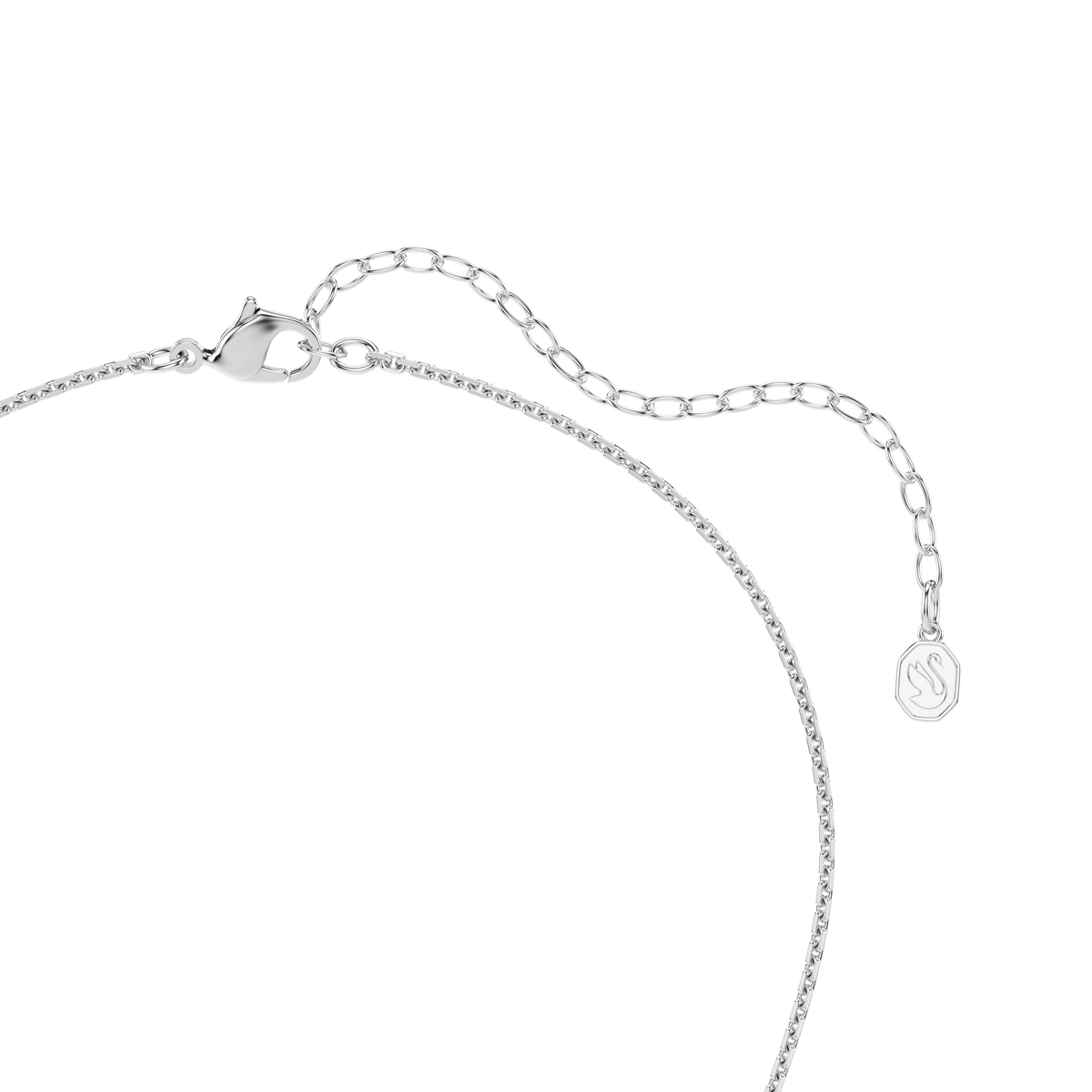 A rhodium-plated necklace from Swarovski, featuring the Sublima pendant with a round cut in white and finished with an elegant chain.