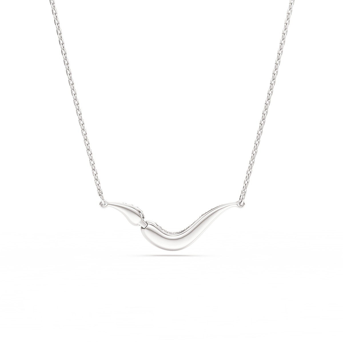 A Swarovski Classica necklace featuring a delicate sterling silver chain and a round-cut white pendant, showcased against a plain white background.