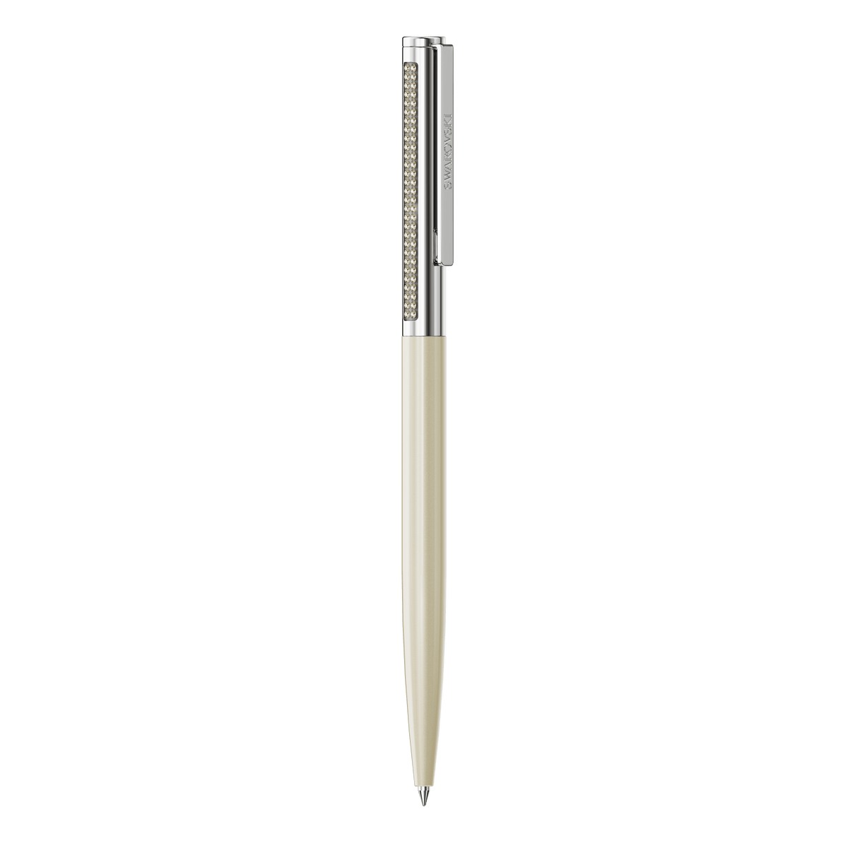 The Swarovski Matrix Tennis ballpoint pen, featuring a brown body and gold-tone plating, is shown vertically on a plain white background.
