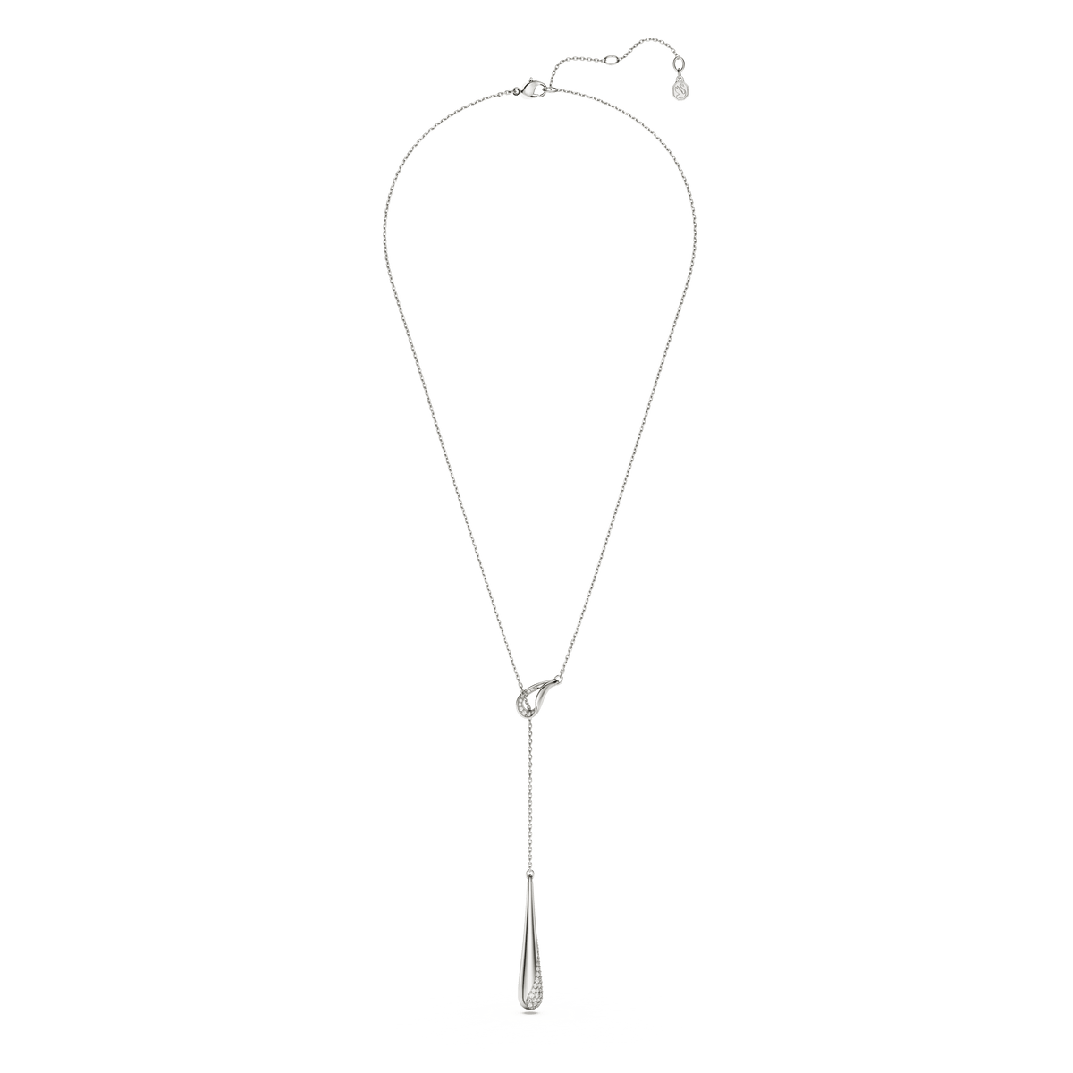 Swarovski Classica Y pendant by Swarovski, featuring a round-cut white stone accent set in sterling silver, displayed on a white background.